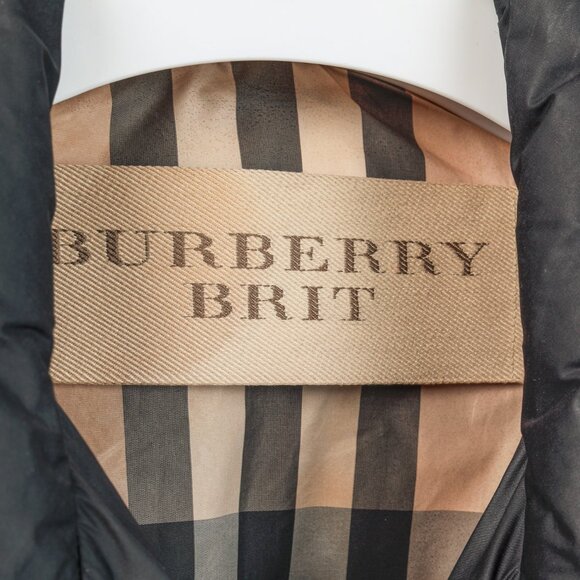 Burberry Brit Charcoal Leather-Trim Belted Puffer Jacket - Picture 13 of 16
